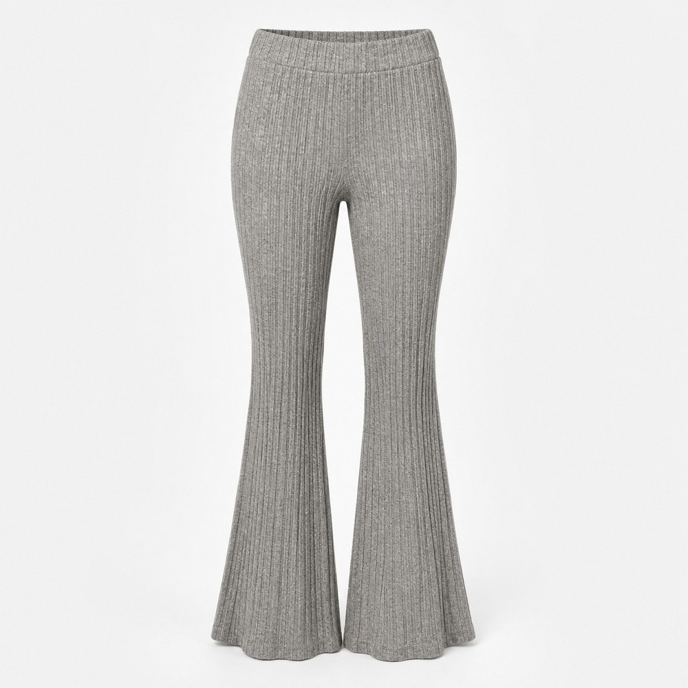 Princess Polly Ribbed Flare Pants Womens XS/S Gray Knit Pull On Stretch